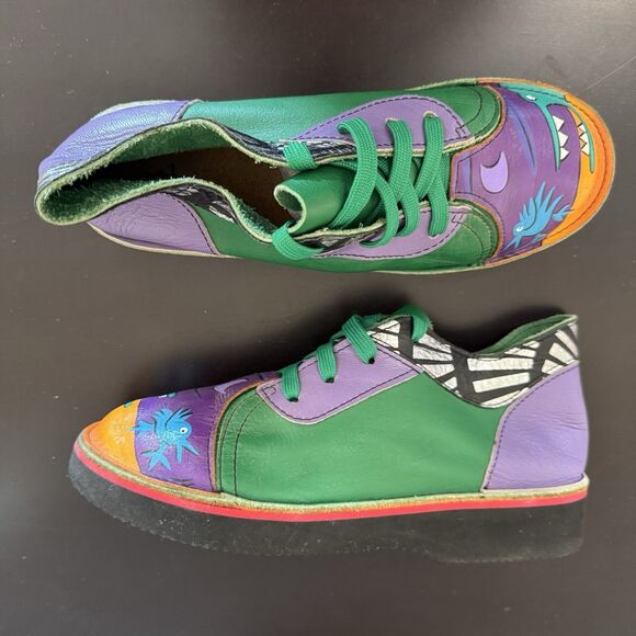 SoleTech Hand Painted Soft  Multicolor Leather Lace Up Shoes Women 7 Art To Wear - Picture 12 of 12